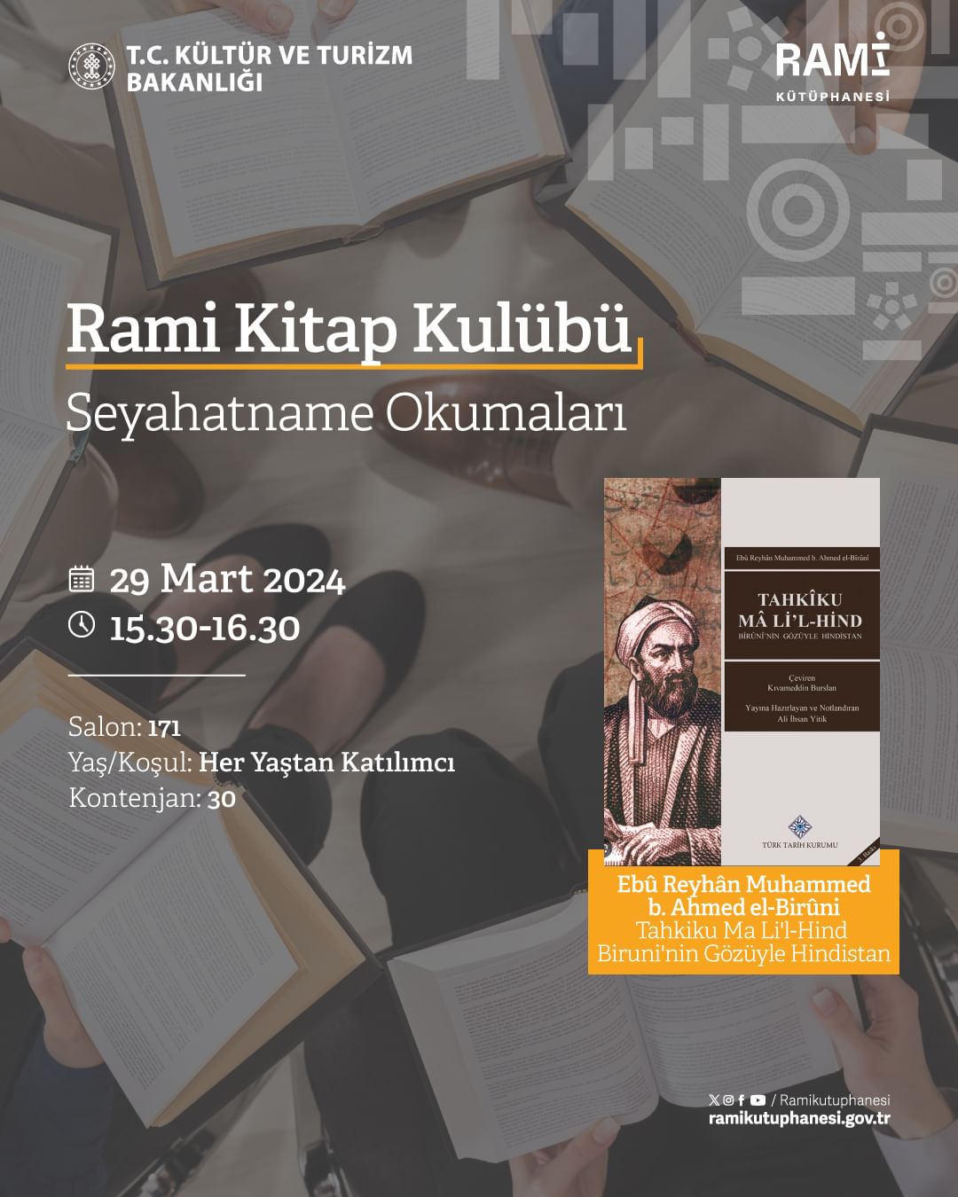 Rami Kütüphanesi - Rami Kitap Kulübü: "Tahkiku Ma Li'l-Hind Biruni'nin Gözüyle Hindistan" Kitap Sohbeti
